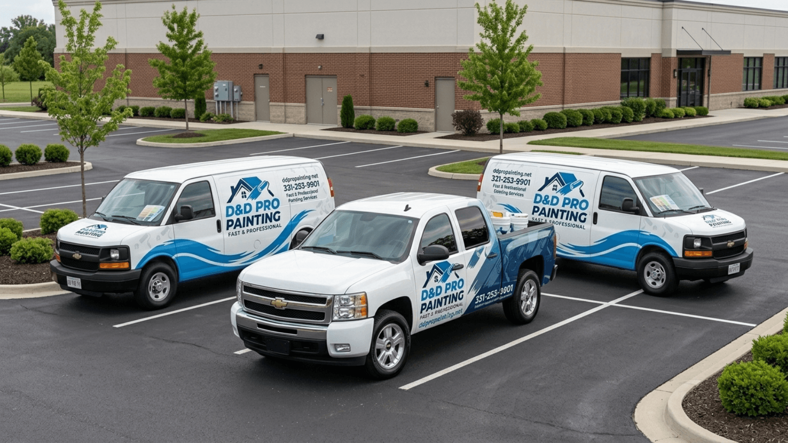 D&D Pro Painting fleet of branded vehicles